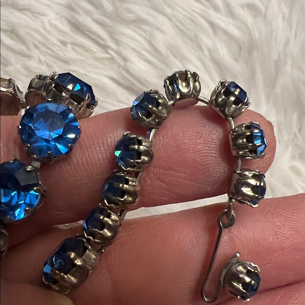 ALBERT WEISS Bright Blue Austrian Crystal Choker Necklace - Picture 7 of 12